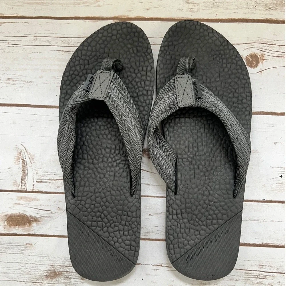 Nortiv8 Flip Flops Gray Black Textured Footbed Athletic Thong Sandals - 12